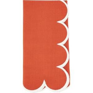 NEW SARO LIFESTYLE scallop cotton napkins in white/rust